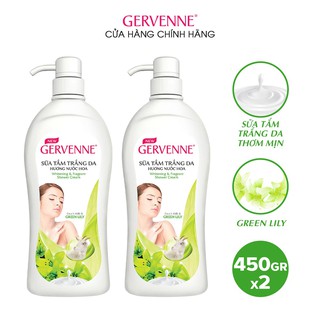 Combo 2 Sữa tắm Trắng da Hương nước hoa Gervenne Green Lily (450gr/chai)
