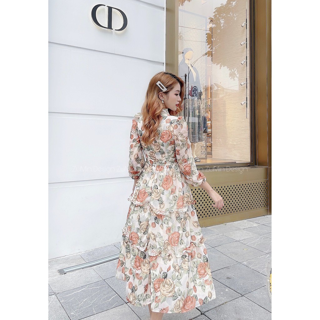 Váy 🌸 Váy Hoa Nữ dáng xòe cổ nơ thiết kế | BigBuy360 - bigbuy360.vn