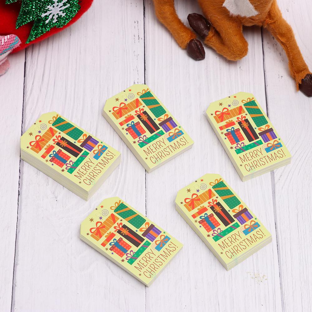 LAY Set 100 Thẻ Giấy In Họa Tiết Giáng Sinh Trang Trí Quà Tặng DIY