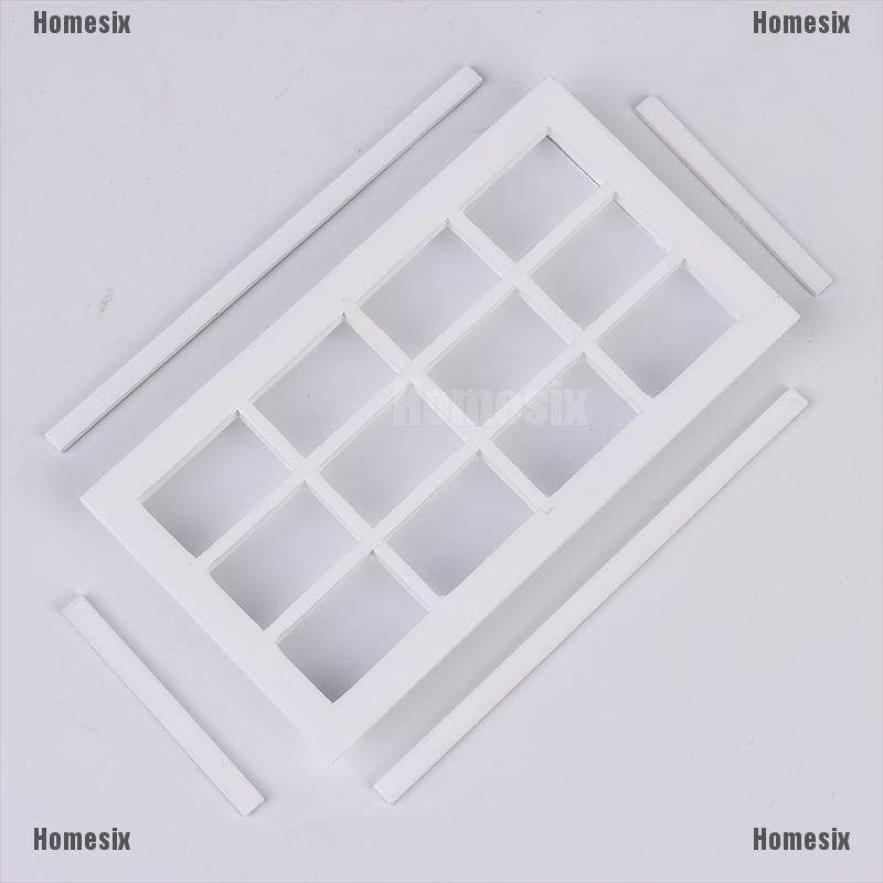 [HoMSI] 1:12 Dollhouse Wooden Miniature White 12 field Window Frame Model Accessories SUU