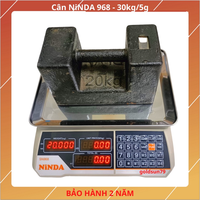 [ SN968 ] cân điện tử tính tiền bán hàng siêu thị, tạp hóa,hoa quả NINDA-SN968 30Kg/5g màn hình hiển thị 2 mặt trước sau