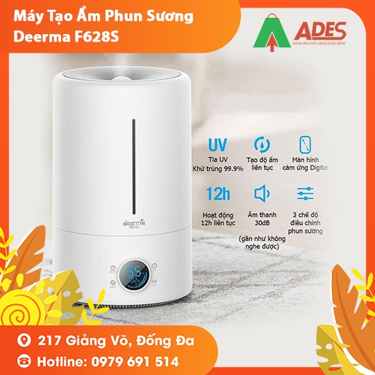 Máy tạo độ ẩm Xiaomi Deerma F628s - Bảo hành Chính hãng - Thể tích 5L, UV, dùng được tinh dầu