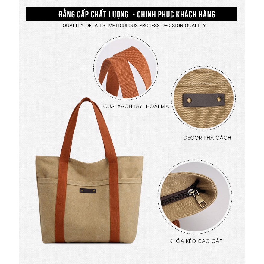 Túi Tote canvas vintage nữ cao cấp – KVKY – 895