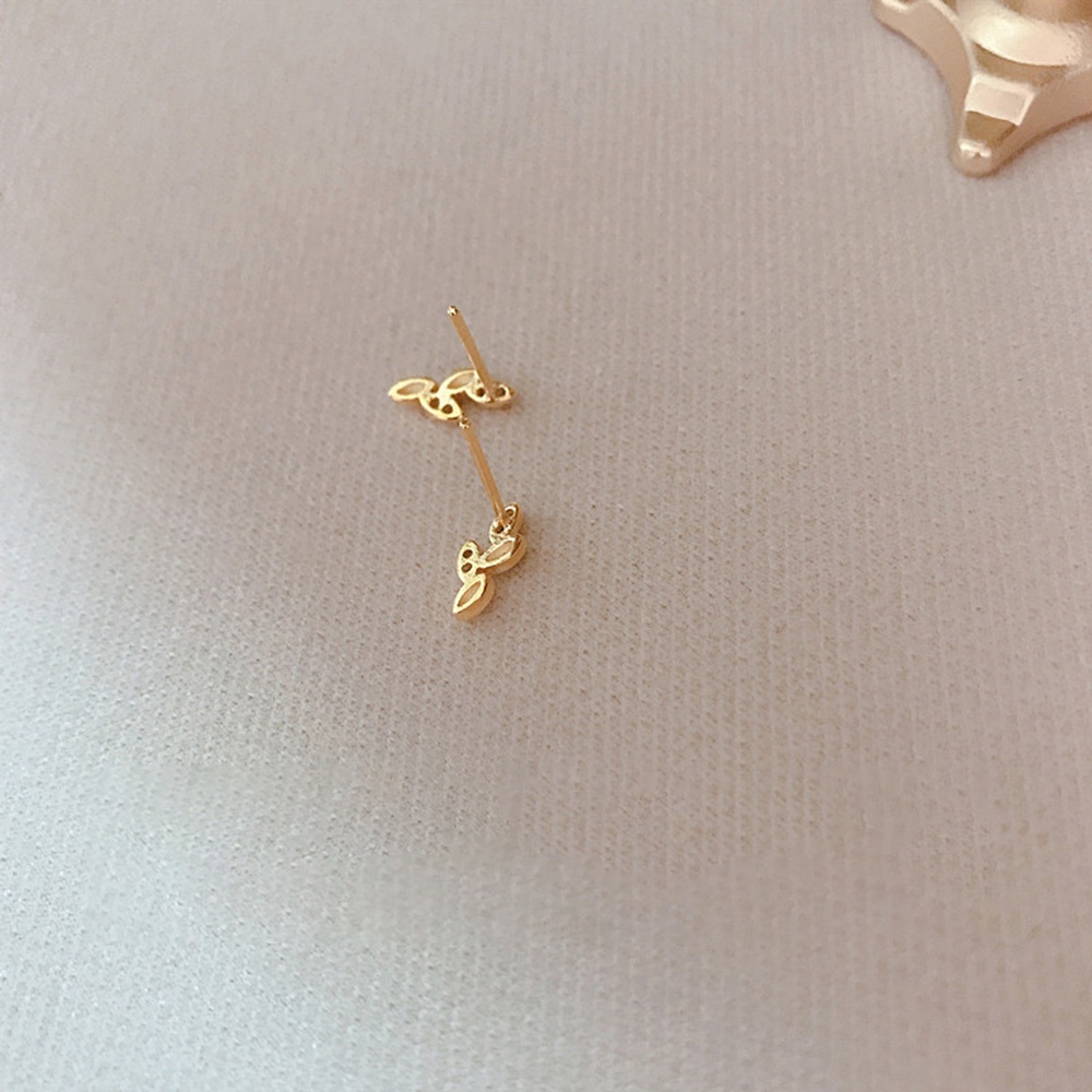 Khuyên Tai Mini Hình Chiếc Lá Đính Đá Đơn Giản Thời Trang Cho Nữ