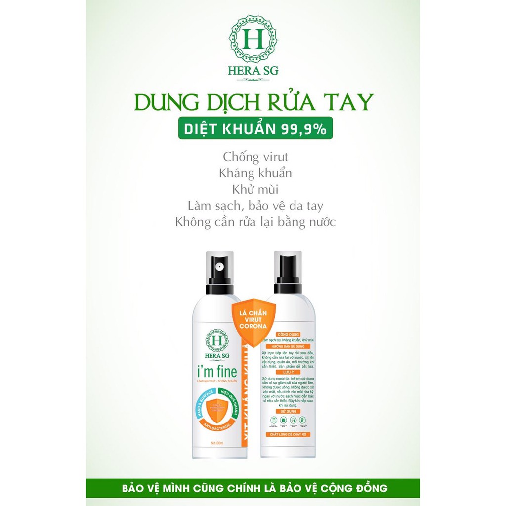 Xịt sát khuẩn rửa tay khô I'm Fine diệt 99% vi khuẩn sau 15 giây - 100ml | BigBuy360 - bigbuy360.vn