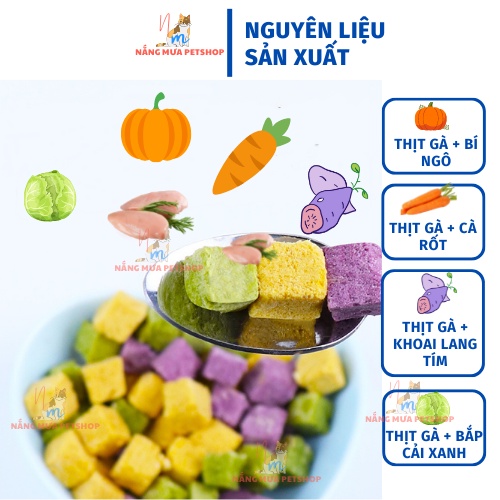 Gà sấy khô cho mèo, ức gà rau củ cho chó mèo, thức ăn bổ sung tối đa chất sơ cho thú cưng