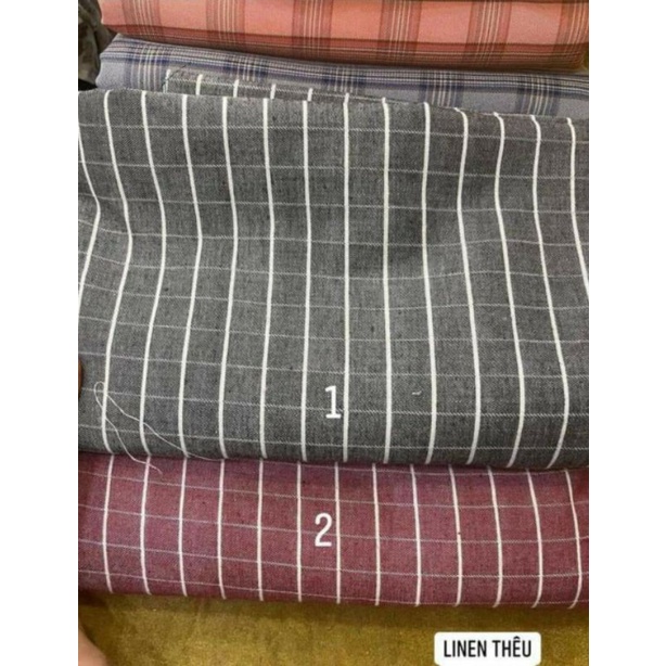 Vải thô kẻ caro tập may
