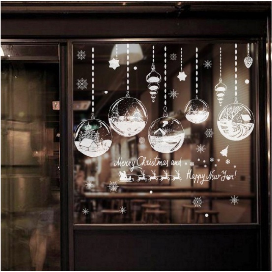 Decal trang trí Noel - Rèm dây pha lê