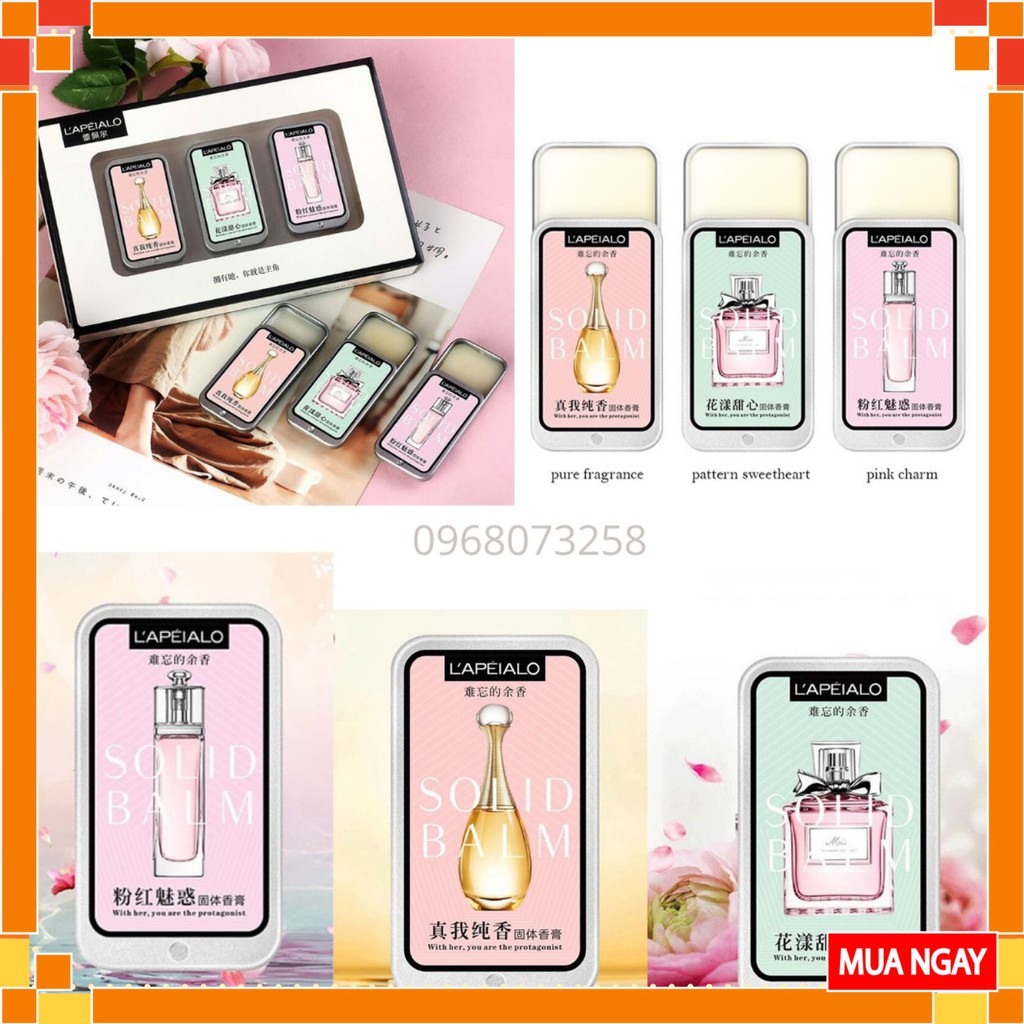 Nước Hoa Sáp Cao Cấp LAPEIALO (Set 3) Hàng Nội Địa Trung Cực Xịn, Cực Thơm - Nước Hoa Khô