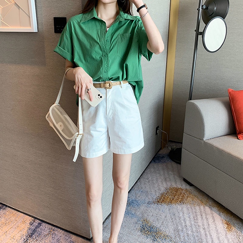 Quần short IELGY lưng cao dáng chữ A ống rộng phong cách Anh Quốc thời trang mùa hè cho nữ