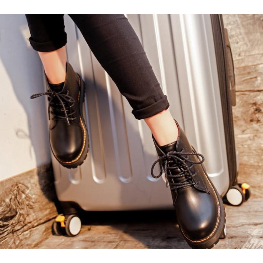 [CÓ SẴN RẺ VÔ ĐỊCH] - Giày da Pu cao cổ phong cách hàn quốc mẫu mới hottrend | BigBuy360 - bigbuy360.vn