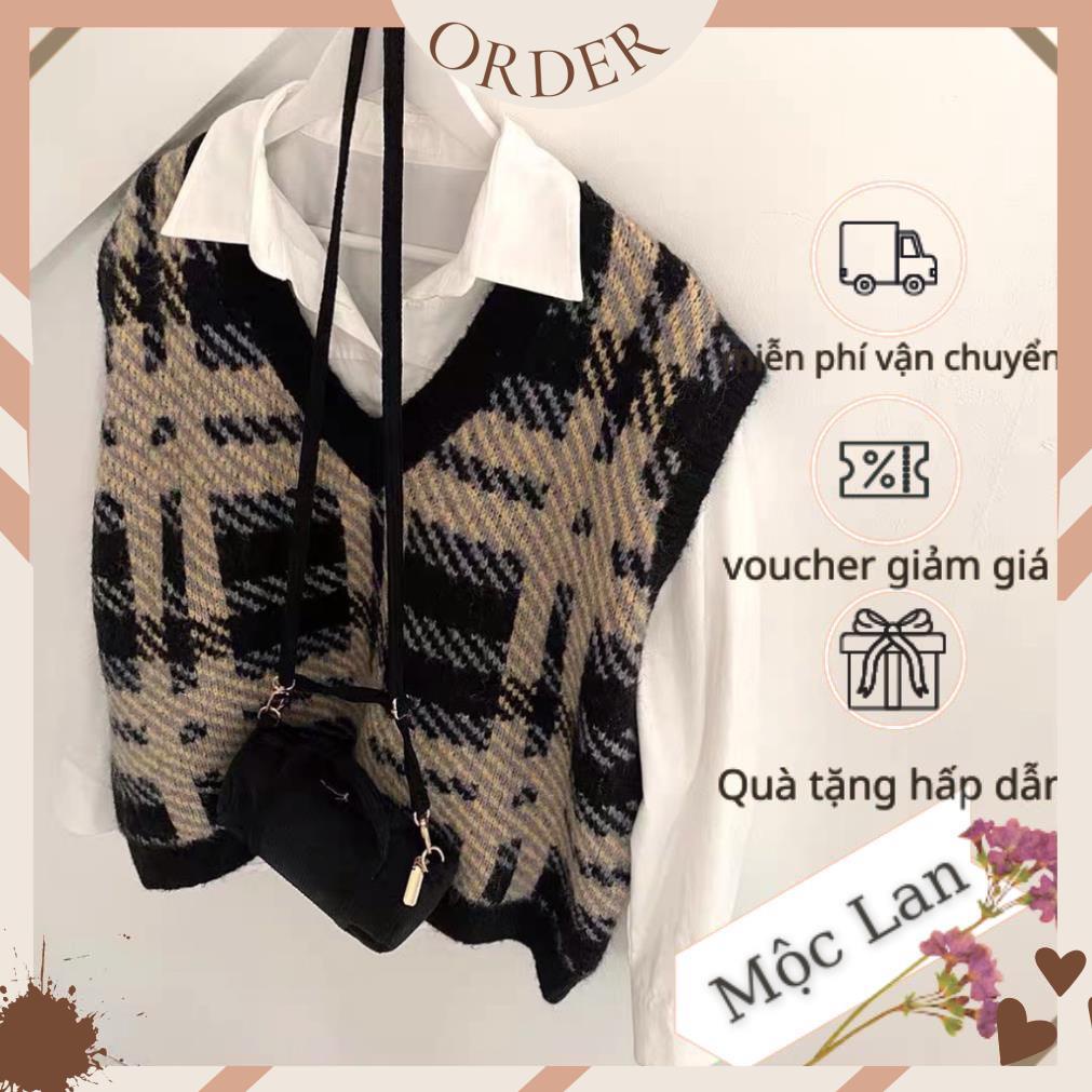 (MộcLan ORDER) Áo len gile họa tiết phong cách Hàn Quốc thu đông | BigBuy360 - bigbuy360.vn