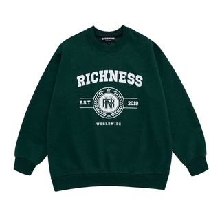 Áo Sweater Local Brand Nỉ Bông Nam Nữ -Tay Dài Unisex Local Brand RICHNESS UNIVERSITY - Màu Xanh Lá