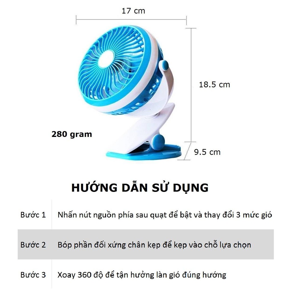 Quạt Kẹp Mini Gutek F186 3 Chế Độ Gió Sạc Pin Tích Điện Có Thể Dùng Để Bàn, Kẹp Bàn Hoặc Nôi Em Bé , Hàng Chính Hãng | BigBuy360 - bigbuy360.vn