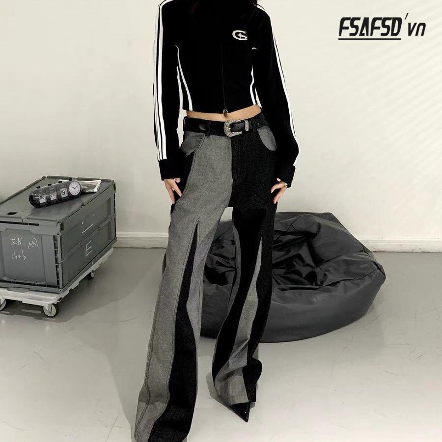 Áo Khoác Thể Thao Tay Dài Dáng Ngắn Kẻ Sọc Màu Đen Cá Tính