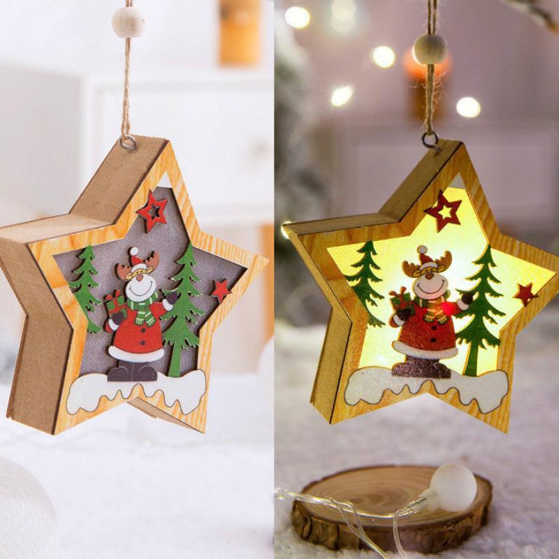 Đèn Led Hình Người Tuyết / Nai Sừng Tấm Bằng Gỗ Trang Trí Giáng Sinh