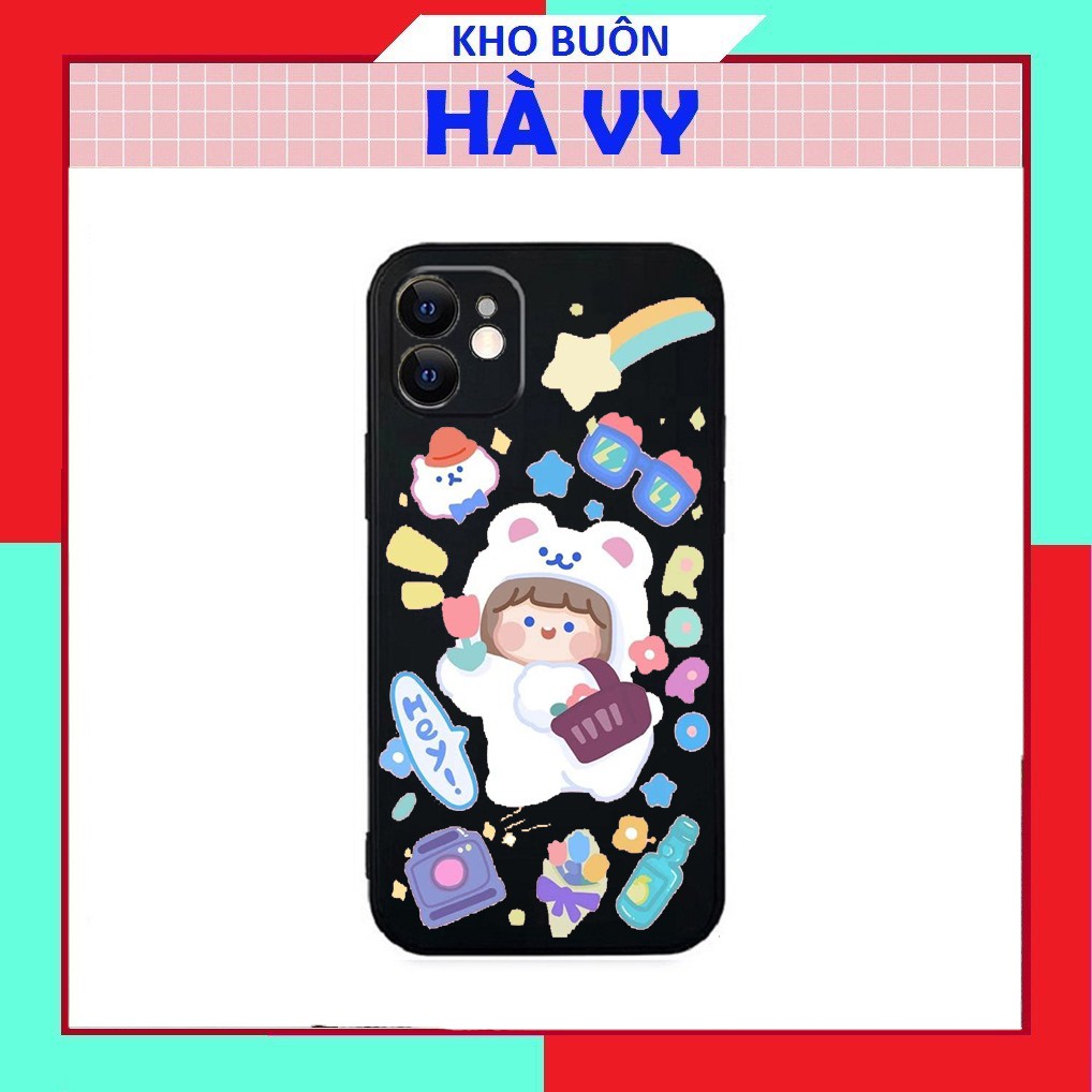 Ốp lưng iphone hình cô bé mèo cute cạnh vuông 5/5s/6/6plus/6s/6splus/7/7plus/8/8plus/x/xr/xs/11/12/pro/max/plus/promax