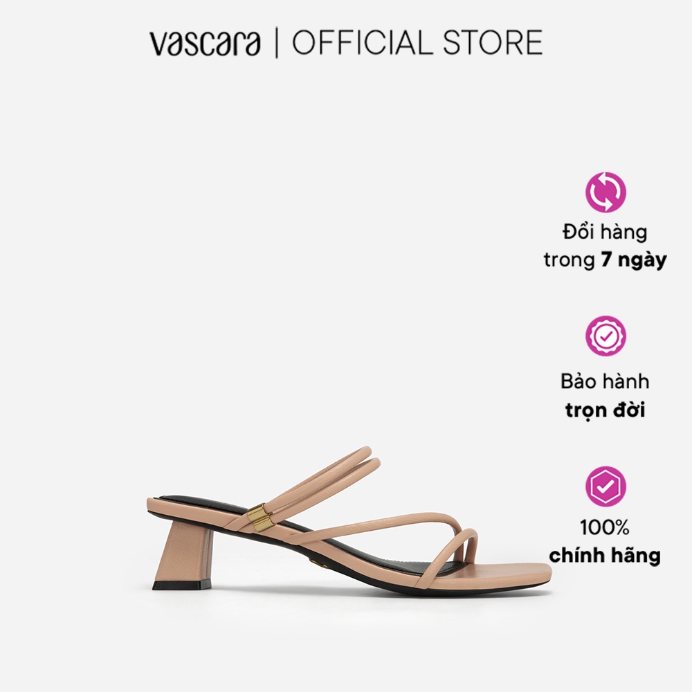 Vascara Guốc Phối Viền Silver Multi-Strap Gót Trụ - GNN 0167