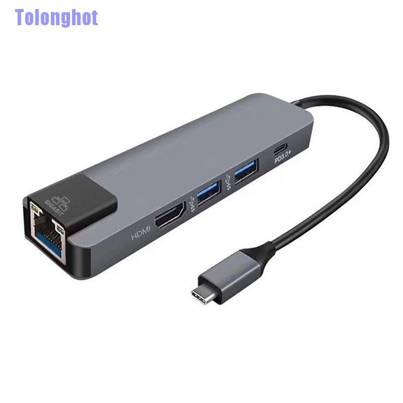 Bộ Chuyển Đổi 5 Trong 1 Usb Type C Hub Hdmi 4k Sang Gigabit Ethernet Rj45 Lan