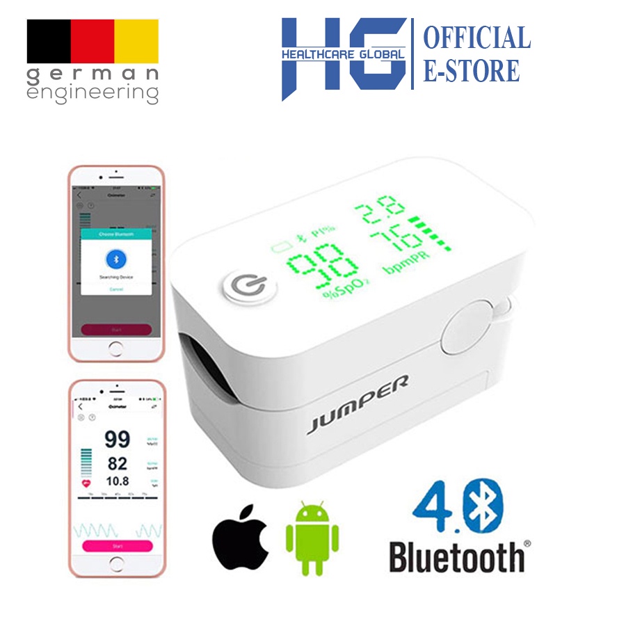 [Kết Nối Bluetooth] Máy Đo Nồng Độ Oxy Trong Máu Và Nhịp Tim Spo2 Jumper JPD 500G | Thương Hiệu Đức - Bảo Hành 24 Tháng