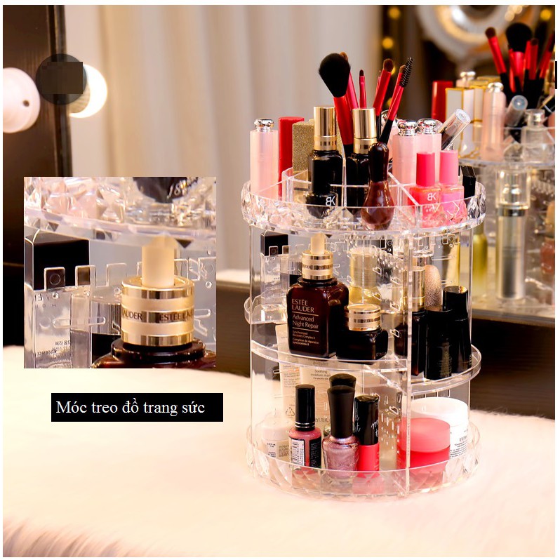 SF-1702D-Kệ để mỹ phẩm nhựa trong suốt 360 độ cao cấp