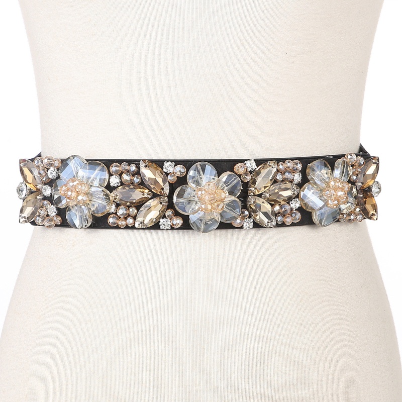 Thắt Lưng Co Giãn Đính Đá Hình Hoa Xinh Xắn Cho Nữ