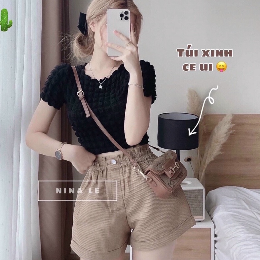 Áo croptop tay ngắn chất xốp siêu xinh