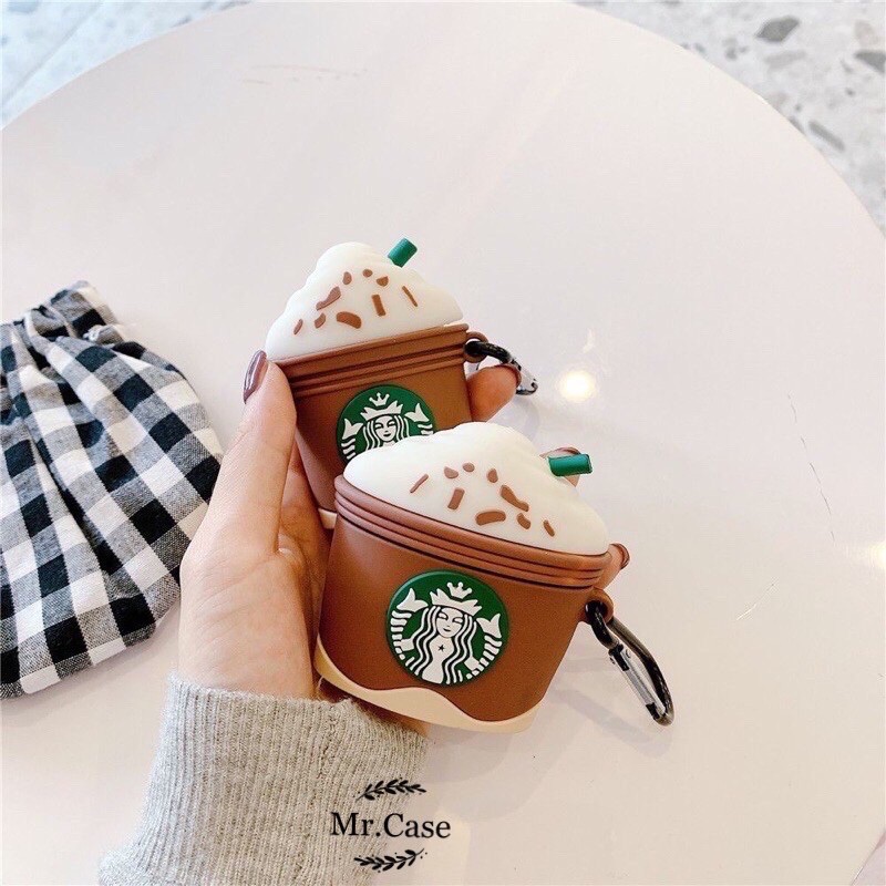 Case Airpods 1/2 /Pro Vỏ Ốp Tai Nghe Hình Ly Starbuck Nâu - Mr.Case AirPods