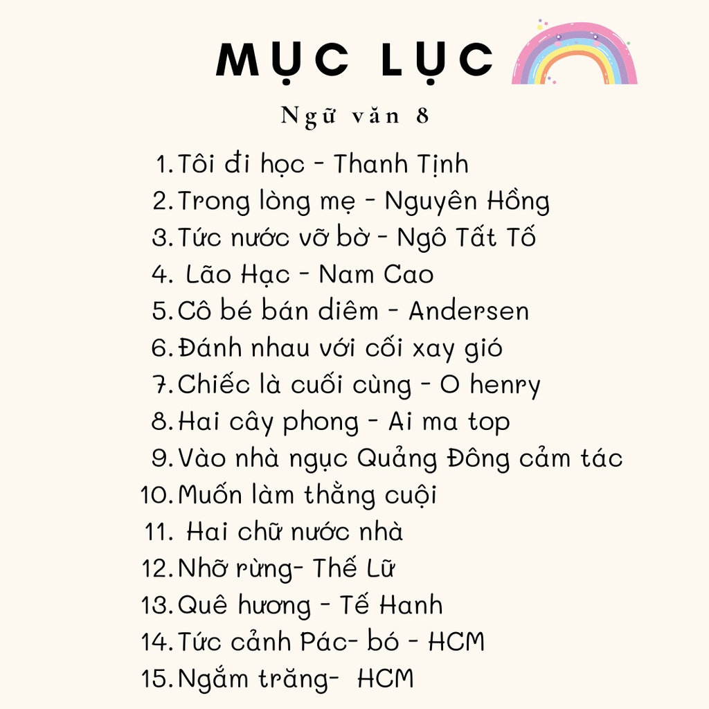 CŨ - Sticker ngữ văn 8, tiêu đề văn học 8 | AIMÉE