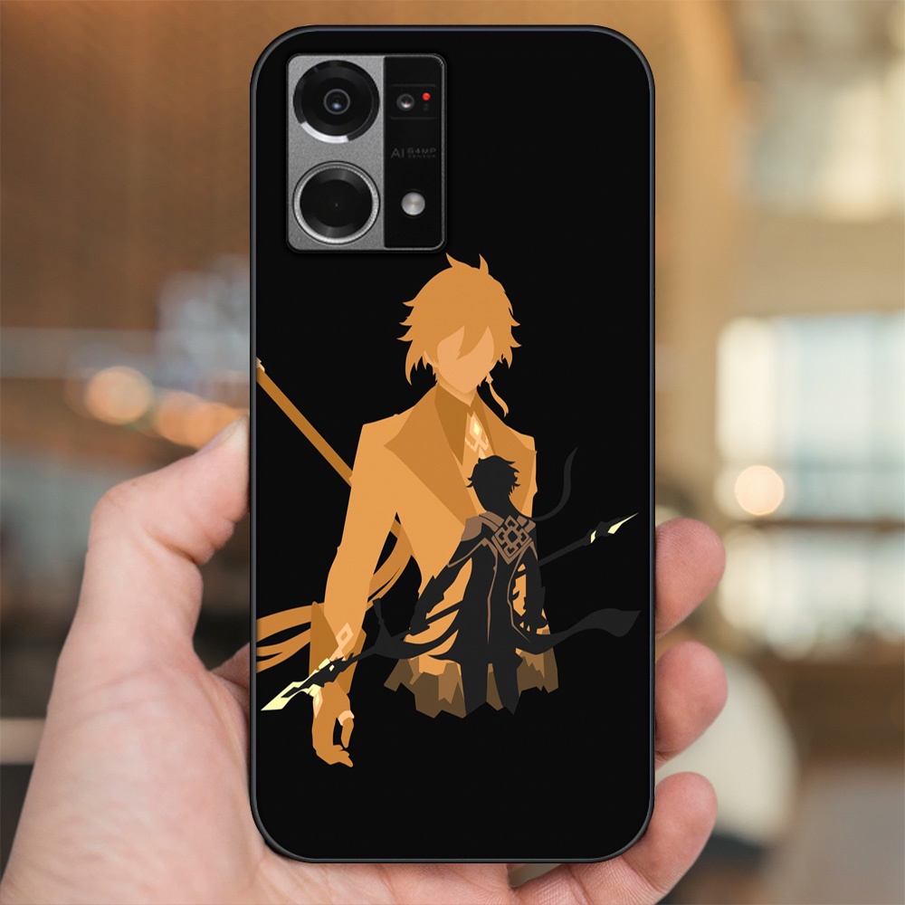 Ốp lưng Oppo Reno 7 4G viền đen in hình Zhongli Genshin Impact