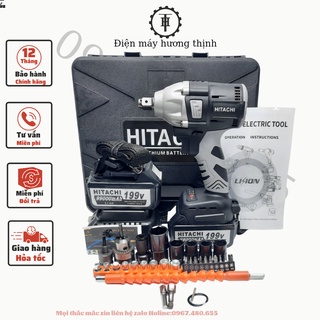  Máy khoan pin HITACHI 199v siết bulong máy bắn vít động cơ không chổi than đầu 2 trong 1 kèm bộ phụ kiện 30 chi tiết 