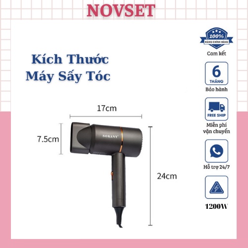 Máy Sấy Tóc Tạo Kiểu Sokany- SK2202 chính hãng Công Suất 1200W Tặng Kèm 1 Đầu Sấy Tạo Kiểu [ CÓ BẢO HÀNH ]