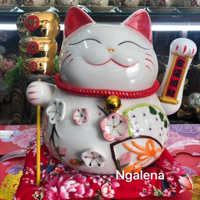 Mèo thần tài, mèo may mắn Neko Maneki Tài lộc viên mãn vẫy tay