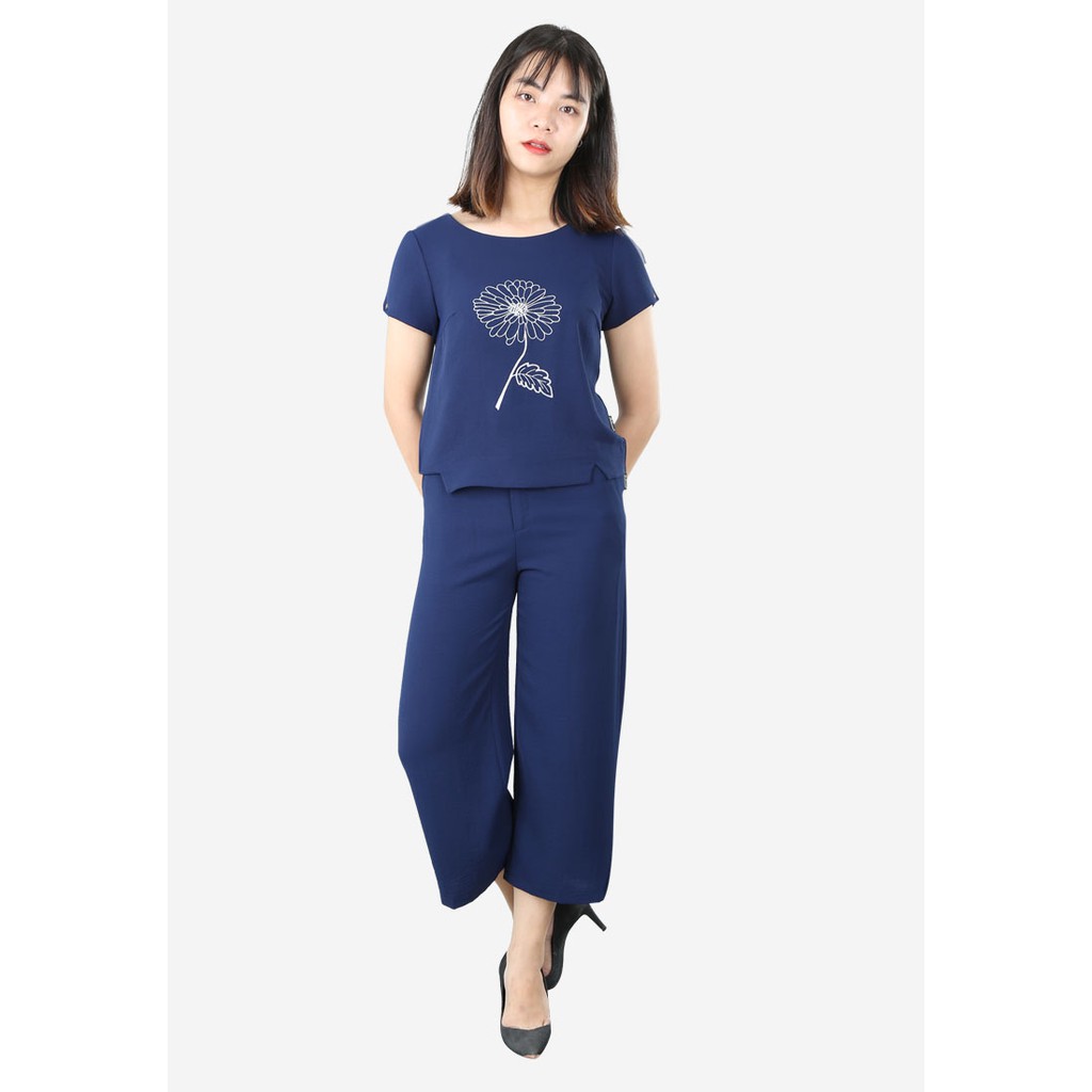 Quần ống sớ nhăn tím than 2 khuy cạp 6 cm The One Fashion QL173TT8