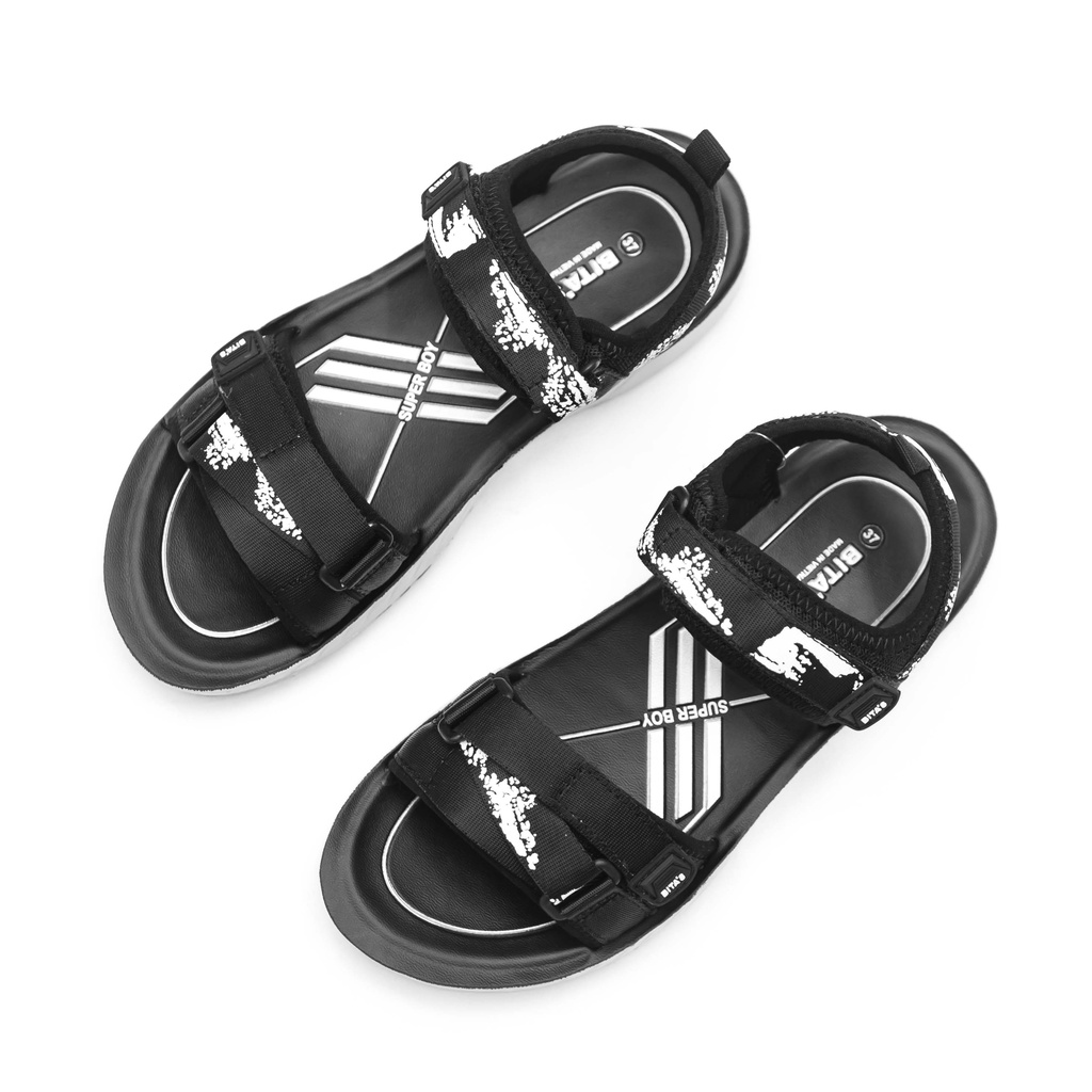 GIÀY SANDAL QUAI HẬU HỌC SINH BÉ TRAI BITA'S ĐẾ BẰNG SEN.60 (ĐEN TRẮNG + ĐỎ ĐEN) - BITAS