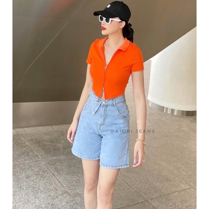 Quần Jeans Nữ Aiori Quần Ngố Lửng Ống Rộng Dáng Chữ A Lưng Cao Vải Cực Xịn, Chất Jeans Cotton Thoáng Mát, Mềm Mịn_239