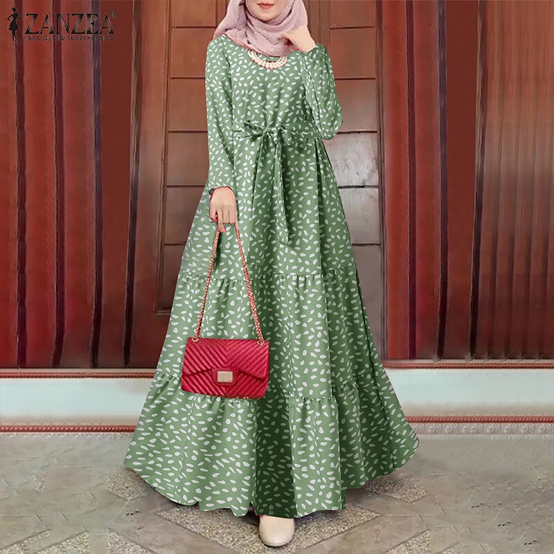 Zanzea Đầm Dài Tay Không Đối Xứng Phong Cách Hồi Giáo Thời Trang Cho Nữ