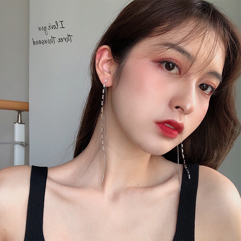 Bông tai tua kim cương thời trang đa phong cách đơn giản