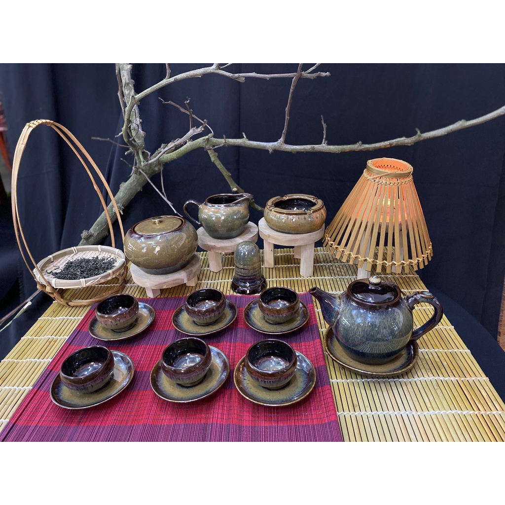 Bộ ấm chén @ men hỏa biến - Gốm Bát Tràng