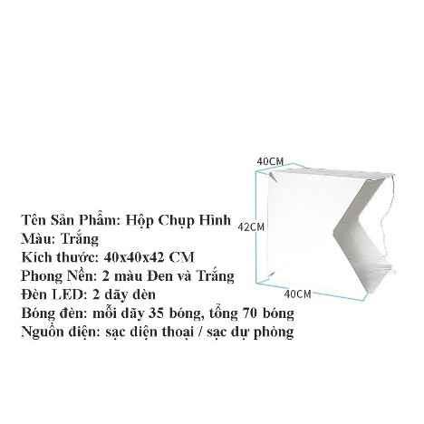 Hộp Chụp Hình Sản Phẩm Đèn Led 40*40*42cm - GVC2020 - HCM