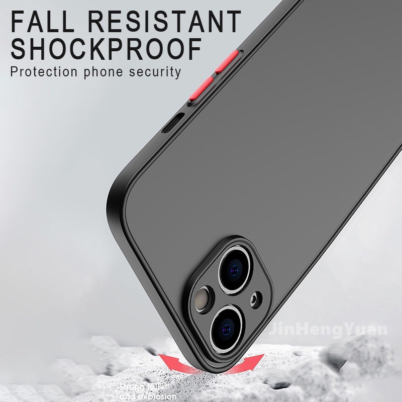 Ốp Điện Thoại Cứng Viền Silicon Dẻo Trong Suốt Chống Sốc Cho IPhone 13 12 11 Pro MAX Mini XS X XR 8 7 Plus SE2