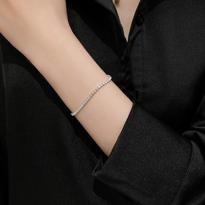 Vòng tay bạc nữ cá tính, lắc tay bạc Ý 925 Bling Bling đính full đá mạ vàng trắng cao cấp DUYSON SILVER