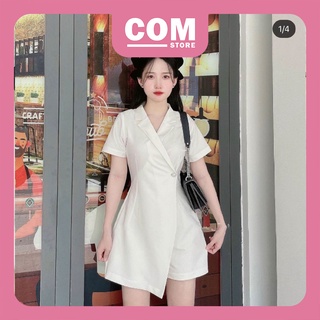 Đầm cổ vest đắp chéo phối nút. Hình thật chụp sàn