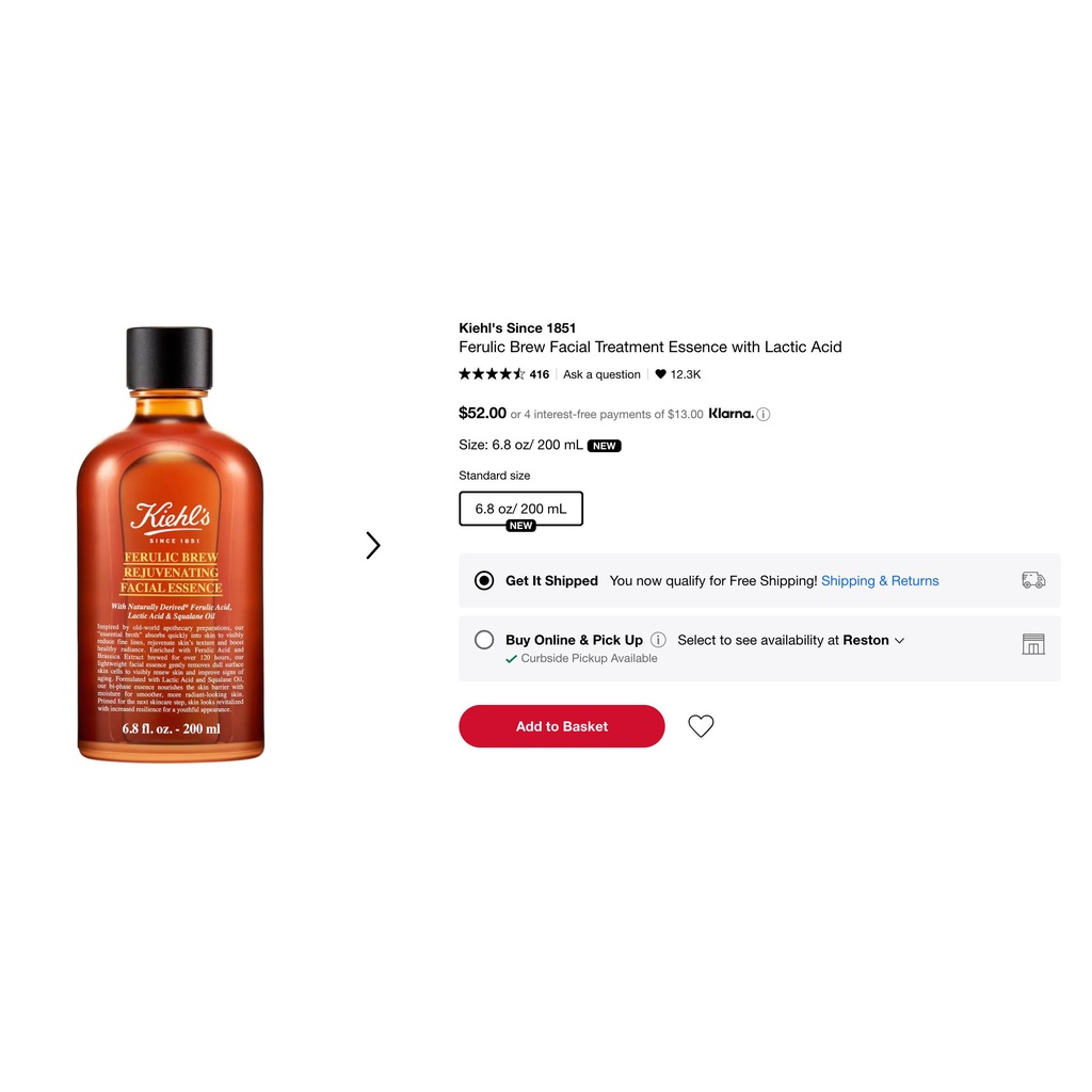Toner Kiehl's Ferulic Brew Rejuvenating Facial Essence 40ml | BigBuy360 - bigbuy360.vn