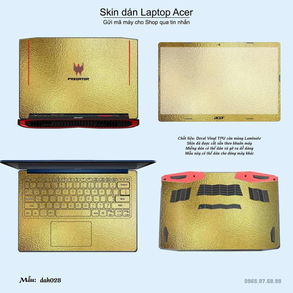 Skin dán Laptop Acer in hình vân vàng (inbox mã máy cho Shop)