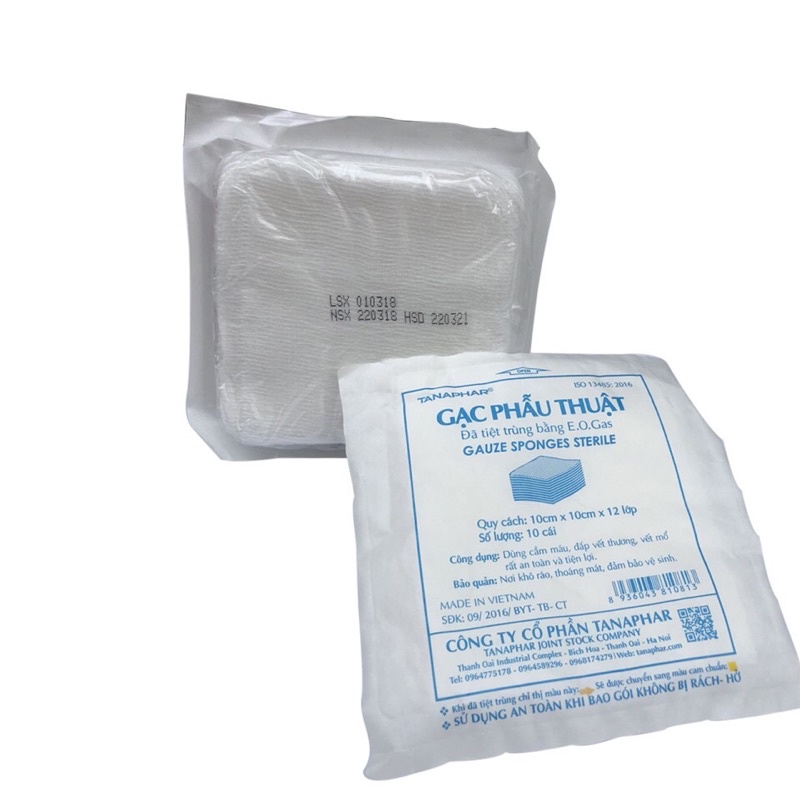 ❤️ Gạc Phẫu Thuật Tanaphar 10 X 10 Cm X 8 Lớp 12 lớp Gạc phẫu thuật - gạc y tế tiệt trùng tanapha 10x10cm 8 lớp 12 lớp