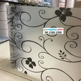 Decal dán kính/kiếng hoa trắng lá đen
