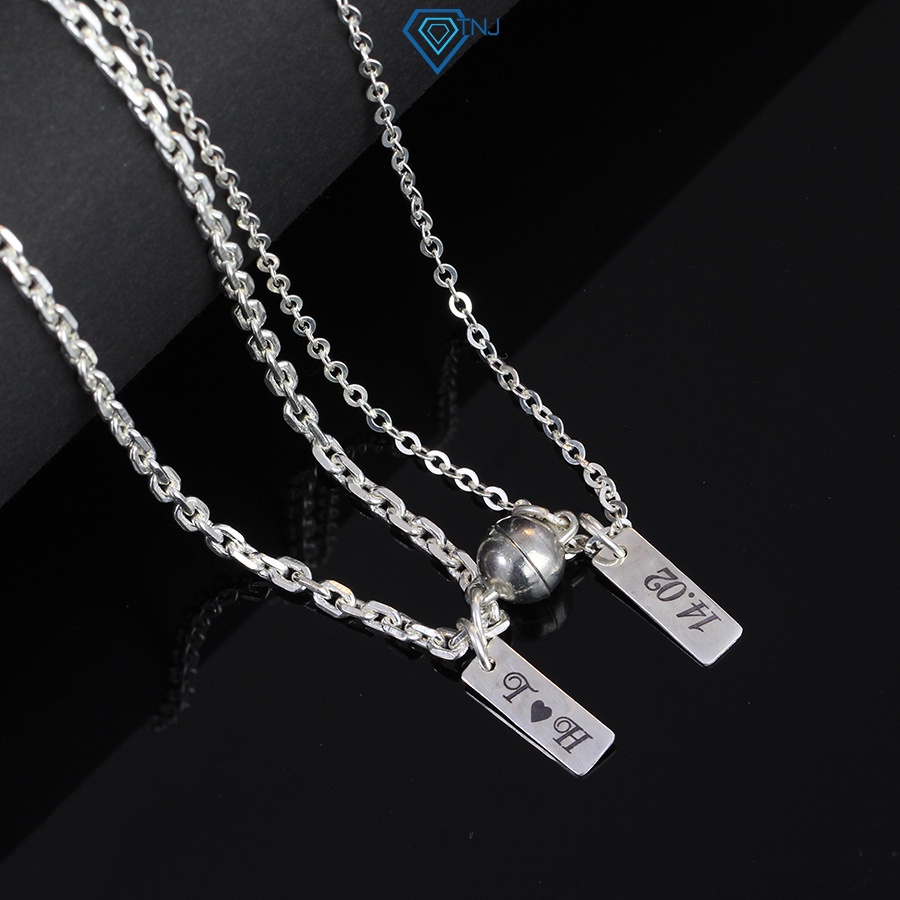 Vòng cổ đôi nam châm tròn khắc tên DCD0039 Trang Sức TNJ