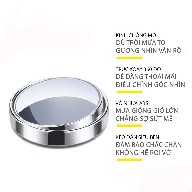 Bộ 2 Gương Cầu Lồi Đa Cực 3R-057 3R-035 xoay 360 độ xóa điểm mù gắn kính hậu ô tô xe hơi