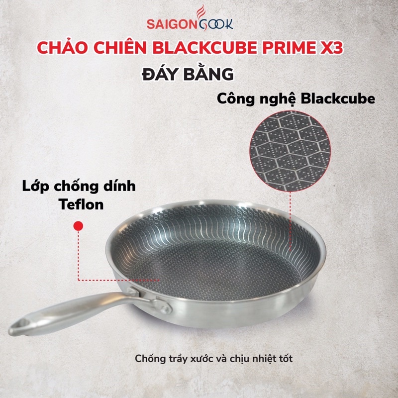 chảo chiên blackcube x3 đáy bằng cao cấp megahome